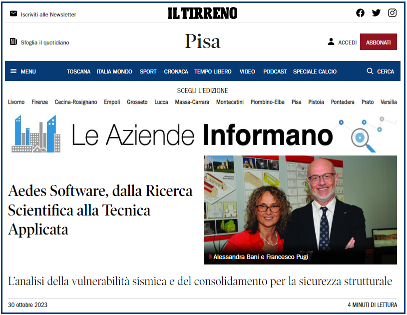 Aedes Software nell'edizione 2023 delle Aziende Toscane al Top